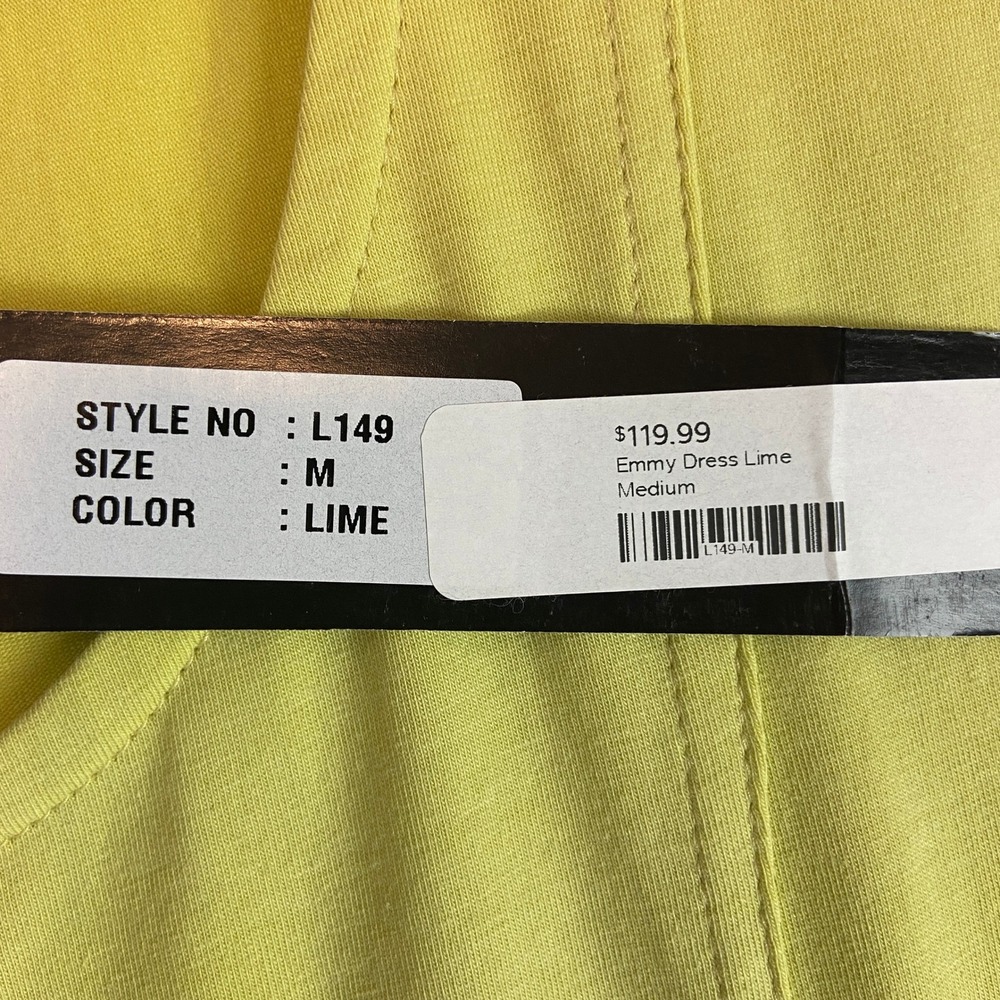 Snapdragon & Twig Emmy Dress Size‎ M Lime Green Lagenlook Asymmetric Pocketed - Picture 5 of 9